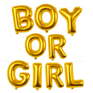 Folieballonslinger “BOY OR GIRL” – Gouden Letters
