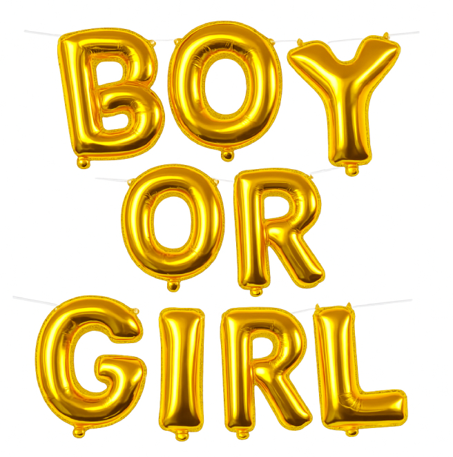 Folieballonslinger “BOY OR GIRL” – Gouden Letters