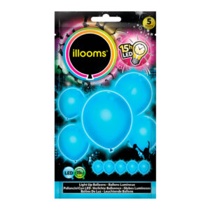 Latex LED-ballonnen set (5 stuks, blauw, 23 cm) – Verlichte feestballonnen