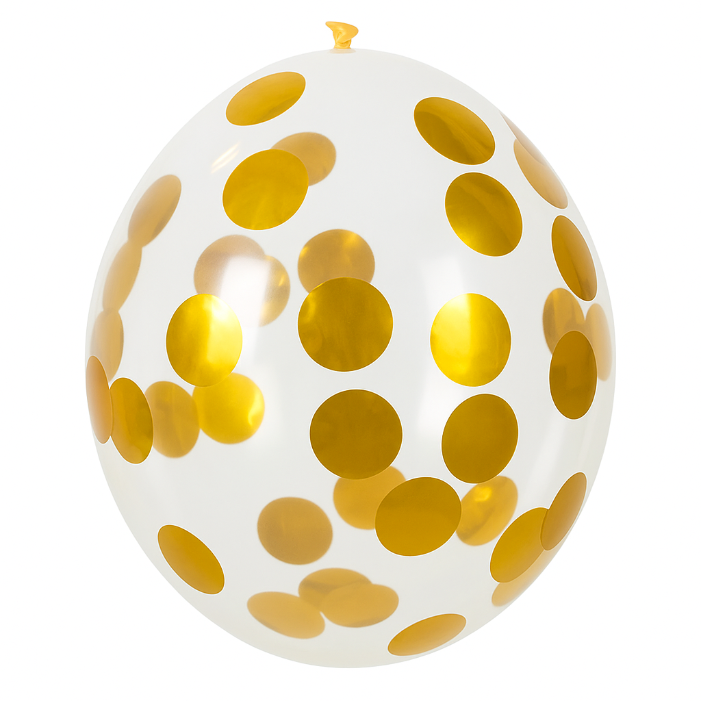 Confettiballonnen Goud – set van 5 stuks (Ø 30 cm)