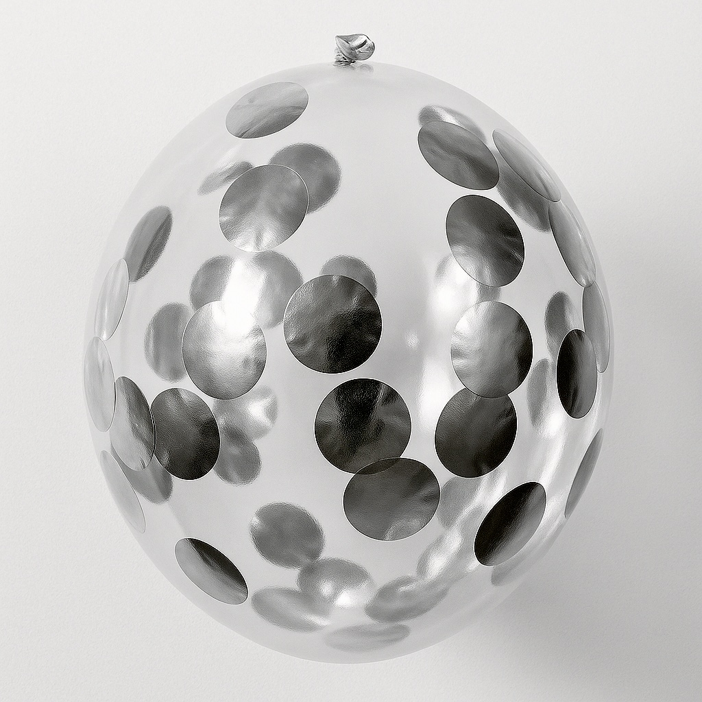 Zilveren confettiballonnen – set van 5 stuks (Ø 30 cm)