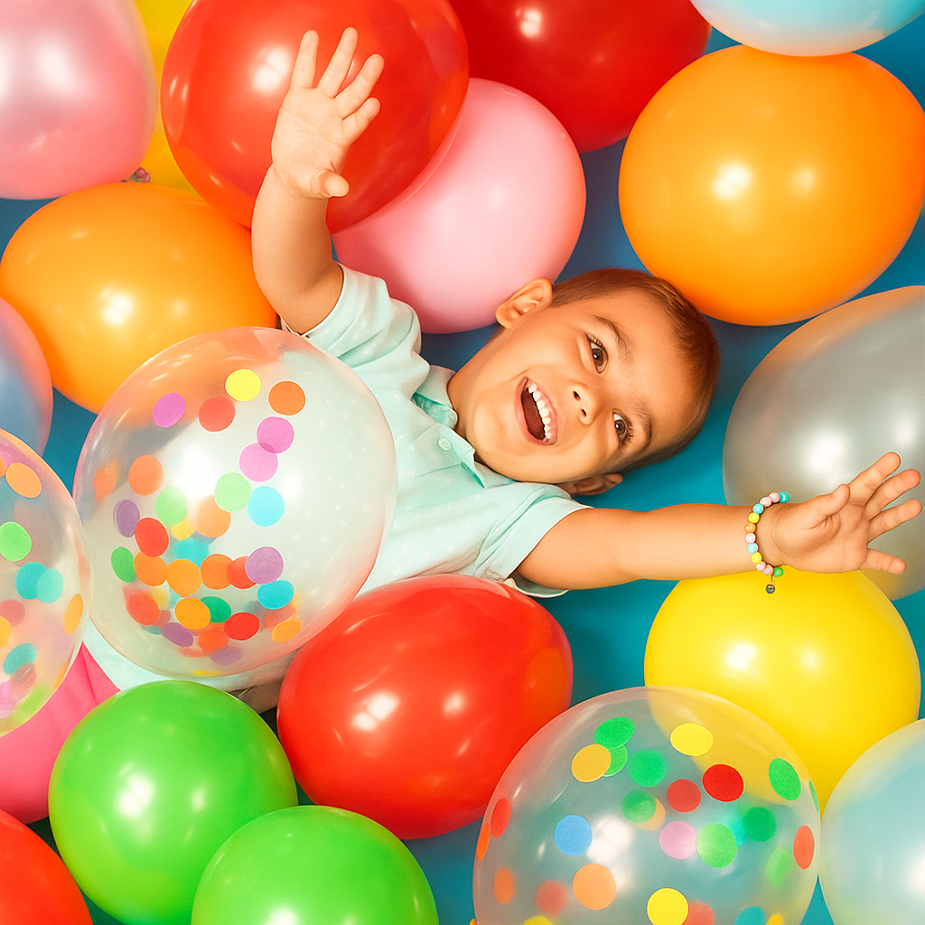 Multicolor confettiballonnen – set van 5 stuks (Ø 30 cm) - Afbeelding 4