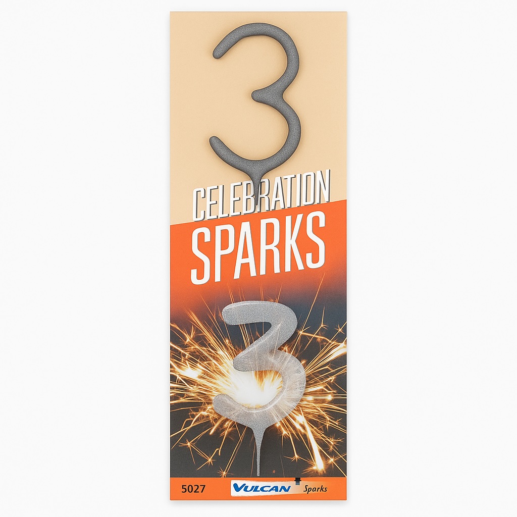 Sterretje cijfer 3 – sprankelend nummer-sparkler voor elk feest